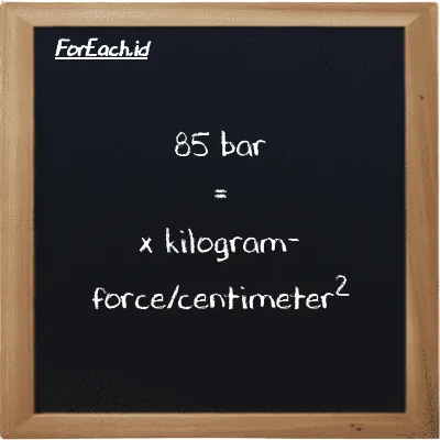 Example bar to kilogram-force/centimeter<sup>2</sup> conversion (85 bar to kgf/cm<sup>2</sup>)